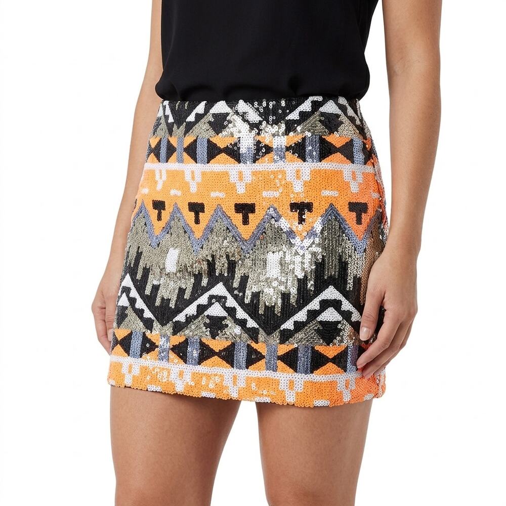 NWT Showpo Cotton Blend Multicolor Mini Geometric Skirt Women Size 10